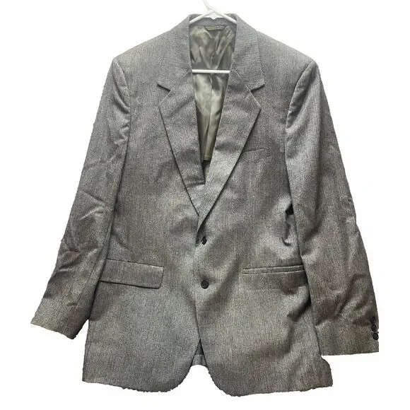 VTG Curlee 2 Piece Suit Mens 46 Gray Virgin Wool Sport Coat Blazer Dress Pants‎